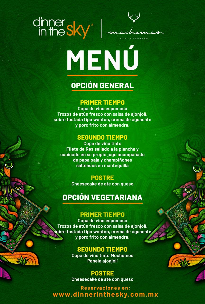Menú Dinner in the Sky Ampliado
